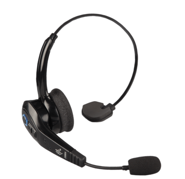 Wireless headset with microphone for hands-free communication.