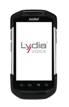 Mobile device displaying Lydia Voice logo.