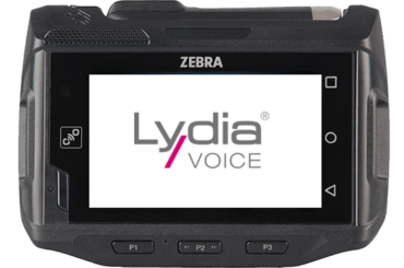 Zebra device displaying Lydia Voice software interface.